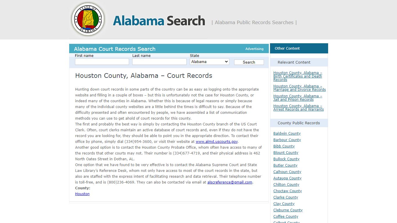 Houston County, Alabama – Court Records | Alabama - AL Search
