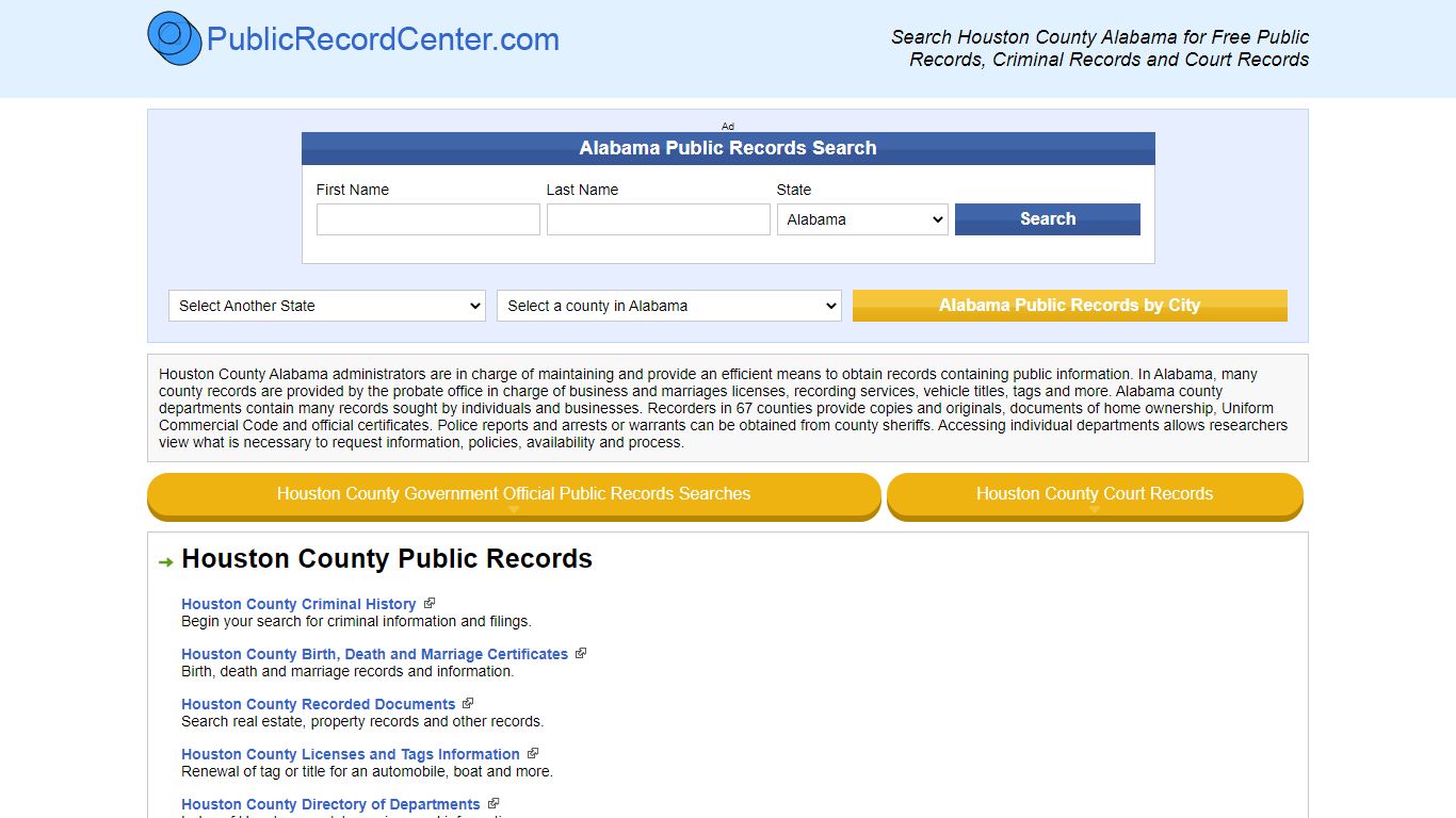 Houston County Alabama Free Public Records - Court Records ...